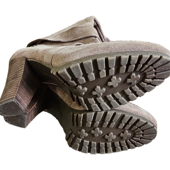 Calvin Klein moto boho suede tan block heel boot shoes size 8 - Picture 15 of 16